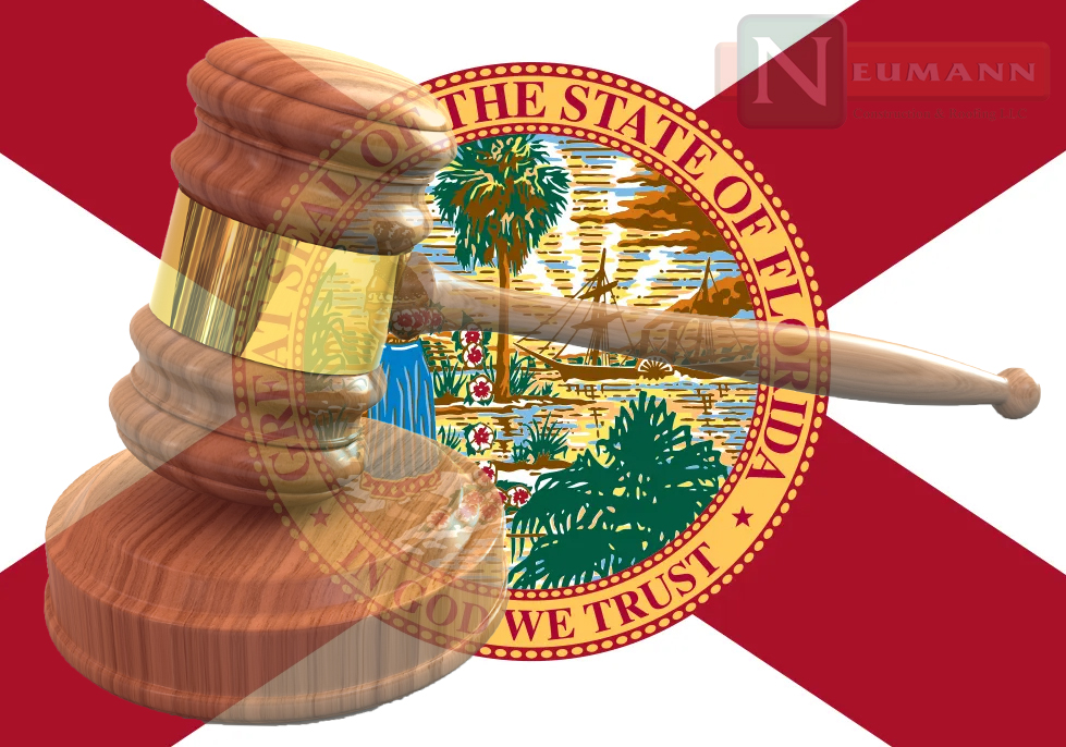 Florida Flag with Judges Gavel and Neumann watermark