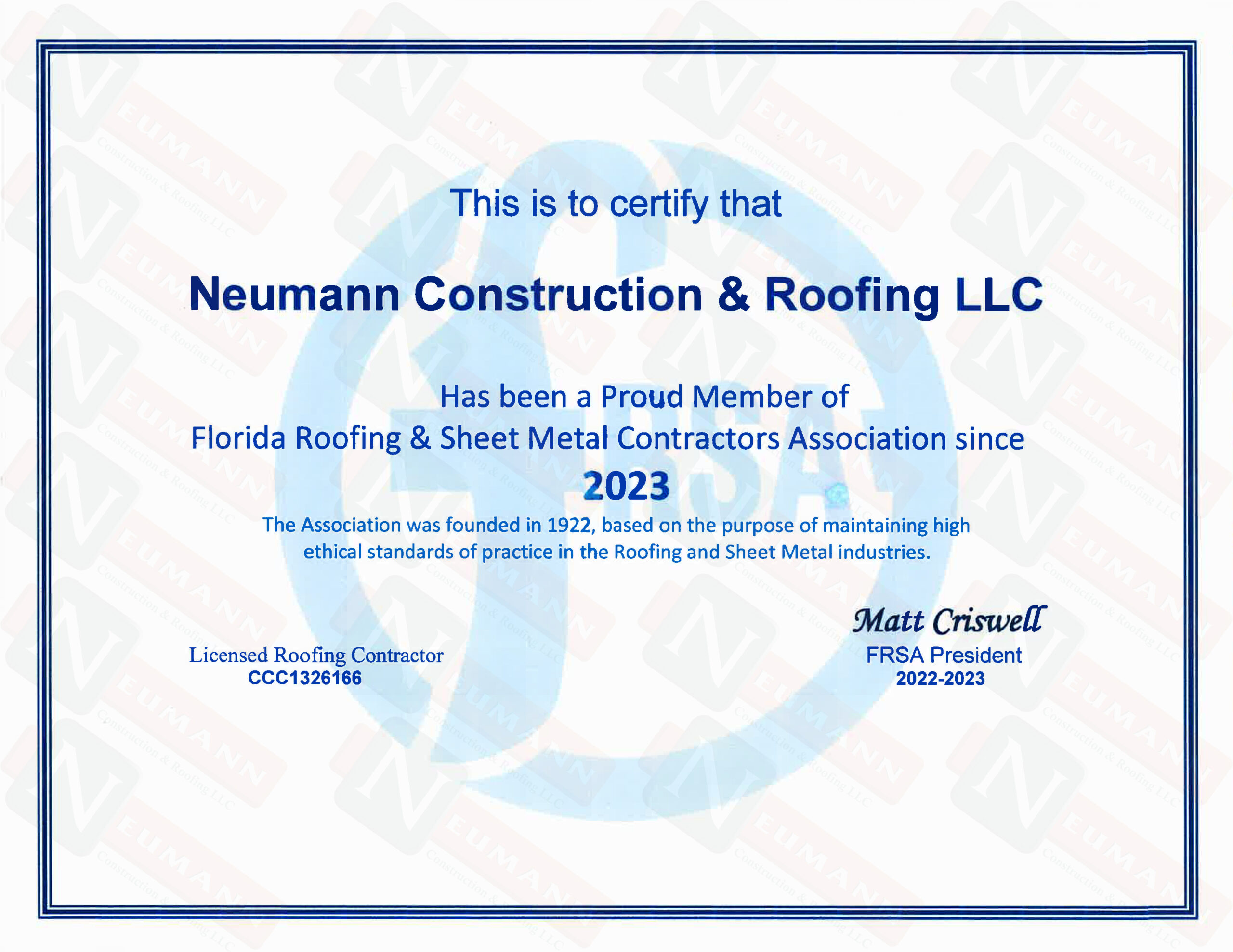 Florida Roofing and Sheet Metal Certification
