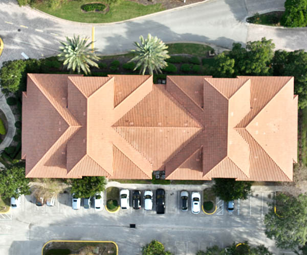 Multi family tile roofing project overhead
