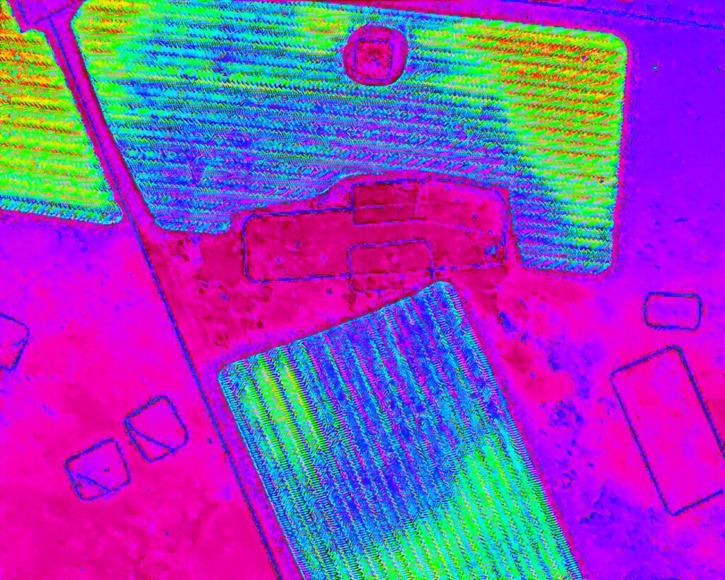 Thermal image used during a roof inspection to help identify possible hidden moisture concerns.